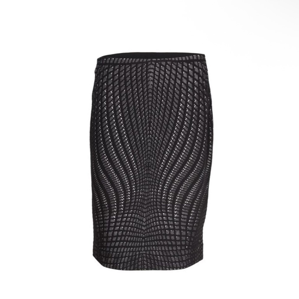 Diane Von Furstenberg Women’s Size 14 Black Mae Knit Pencil Skirt Wool Blend